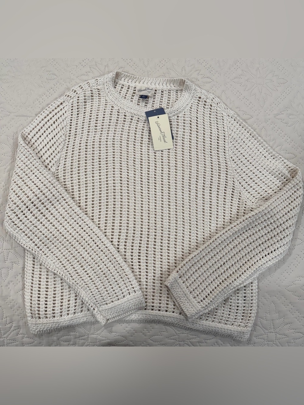 Universal Thread Cream Crochet Open Knit Sweater XL NWT